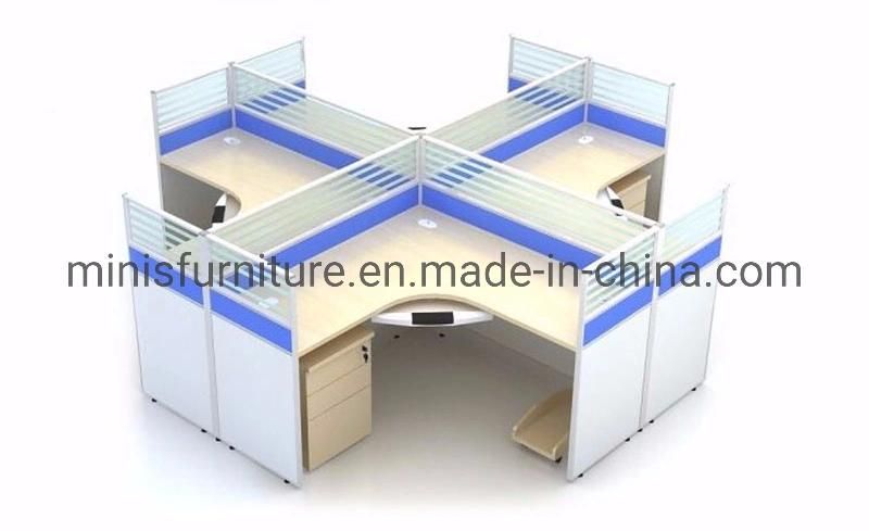 (M-WS215) Office Workstation Call Center 3 Seats Staff Computer Desk with Cubicle Partition