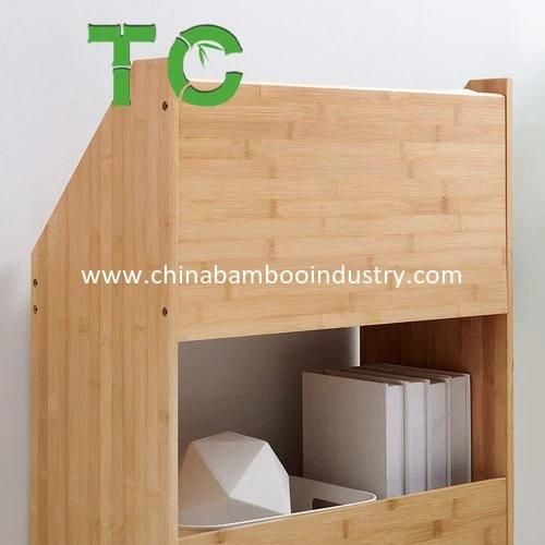Bamboo Multifunctional Standing Bookshelf Floor Book Display Shelf, Multifunction Free Standing Organizer Storage Rack, Small Bookcase