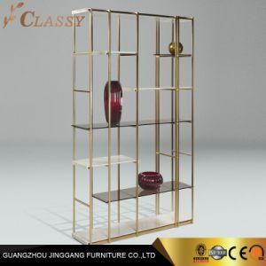 Modern Stylish Bookcase Stainelss Steel Cabinets in Gold-Finishing