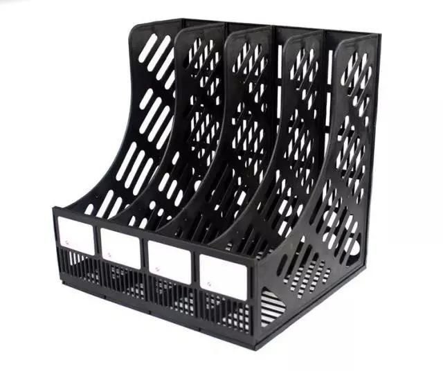 Plastic Bookshelf 4 Section Divider Paper Holder File Rack