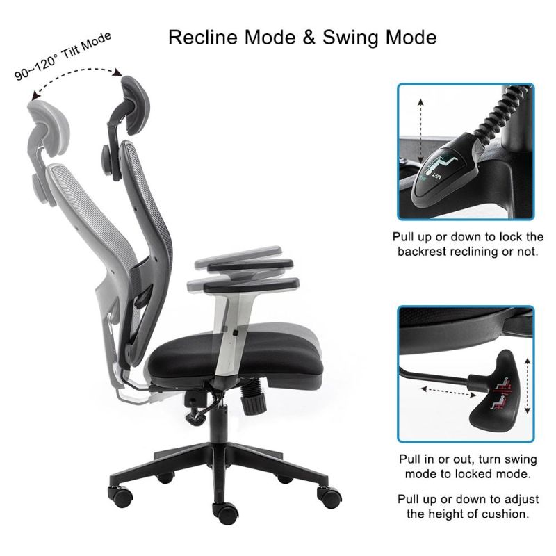 Ergonomic Home Office Chair with Adjustable Lumbar Support and Armrests, Breathable Mesh Back and Padded Seat Desk Chair