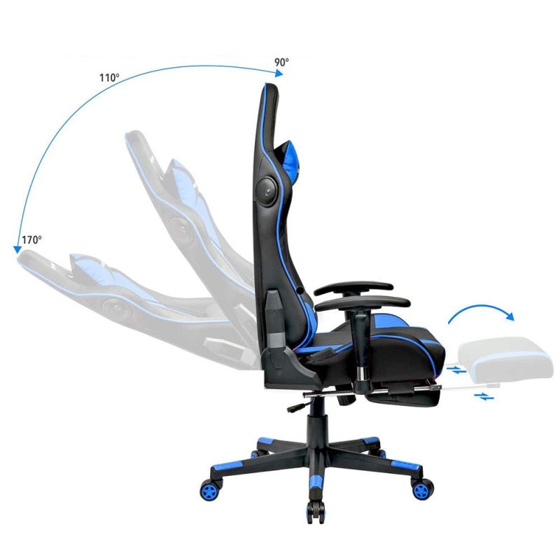 Racing Computer Custom Office Game RGB Logo LED with Footrest Parts Massage Cheap Gaming Chair