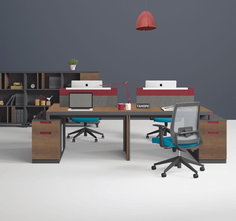 Foshan Manufacturer Office Workstation Wooden Leg Computer Desk with Drawer