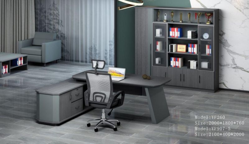 2021 New Design E1 MDF L Shaped Wooden Office Executive Desk