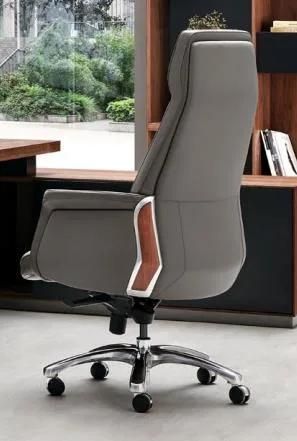 Top Class Chinese Office furniture Thick Leather Molded Foam Executive Swivel Manager Chair