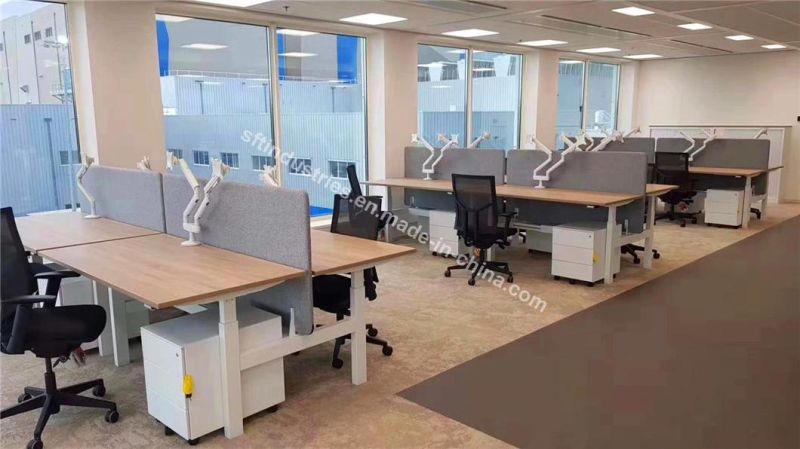 Three Legs L Shape Electric Height Adjustable Sit Standing up Desk