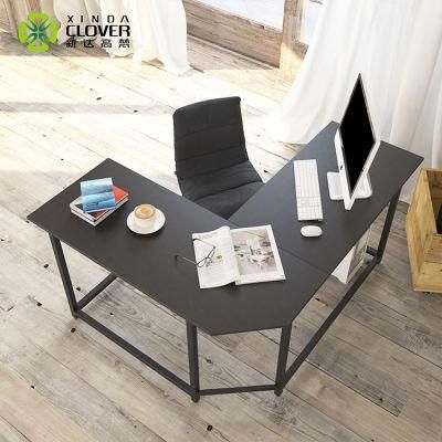 Black Wood Home Corner Computer Desk with Shelves L Shape 40 Inch