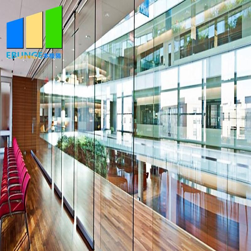 Aluminium Frame Folding Movable Tempered Office Glass Partition Wall