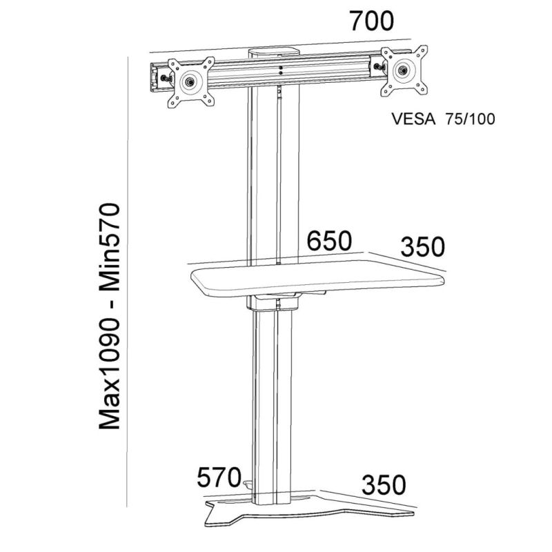 Desktop Computer Workstation Gas Lift 10-24" (GAS 002A)