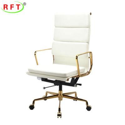 Premium Gold Chrome Aluminium PU Swivel Office Executive Manager Chair