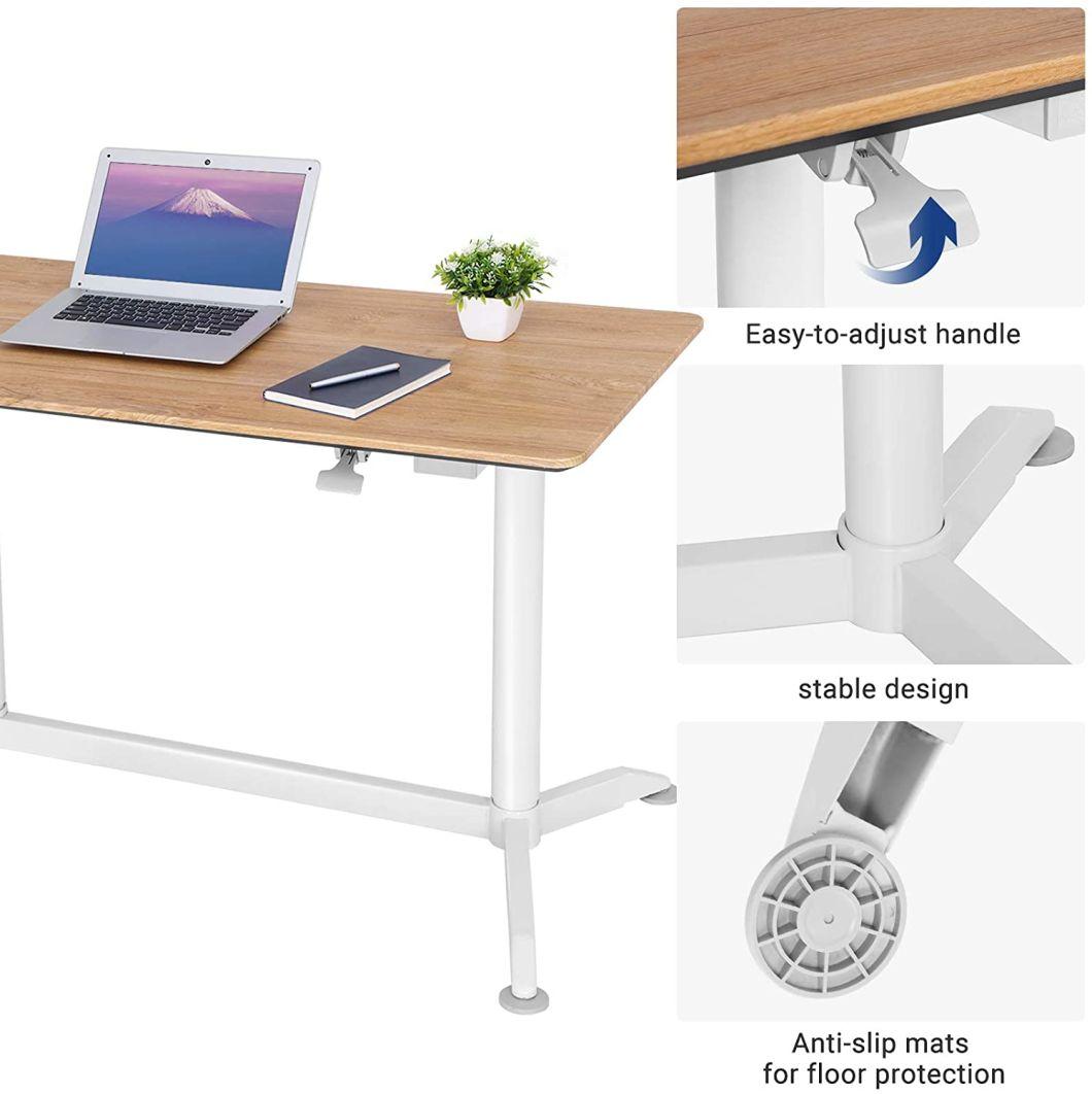 Two Legs Ergonomic Gas Lift Standing Pneumatic Height Adjustable Office Desk Working Table