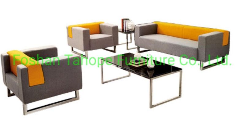 Modern Leisure Fabric Sofa Executive Waiting Room Office Sofa with Stainless Legs