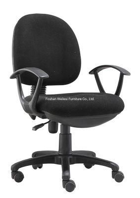 Small Back Simple Tilting Mechanism with PP Armrest B300mm Nylon Base Black Color Office Chair