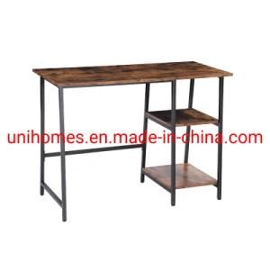 Computer Desk, Home Office Writing Study Desk Rustic Style Workstation Table with Storage Shelves, Stable Metal Frame