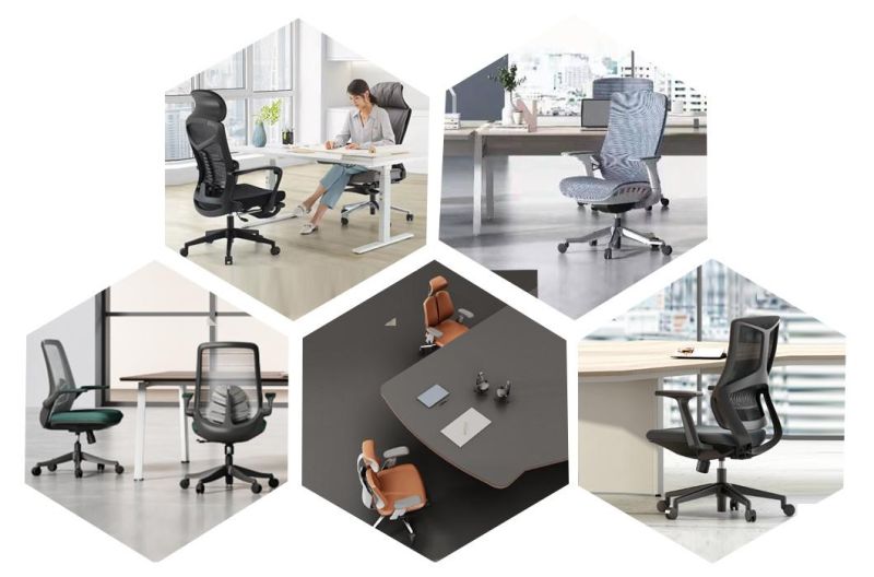 Rotate Breathable Blue Mesh Headrest Office Boss Manager Chair