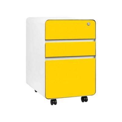 Modern Style Stockpile Curve File Cabinet 3 Drawers Mobile Pedestal