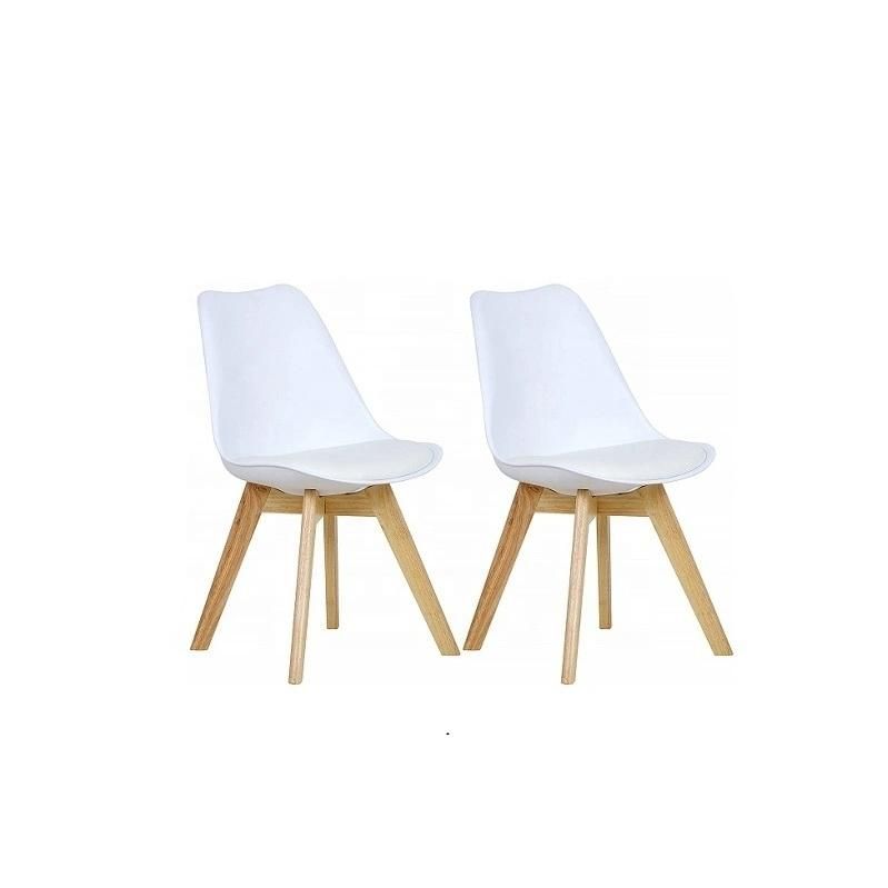 Tulip Chairs with Natural Wood Leg and PP Seat Plastic Dining Adult Chair