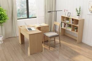 Simple Wood Eco-Friendly L-Shape Writting Computer Desk with Cabinet