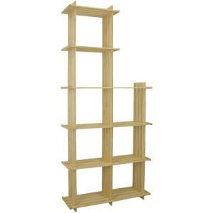Wood Two Row Trapezoid 5-9 Hole Bookcase- Solid Unfinished Pine