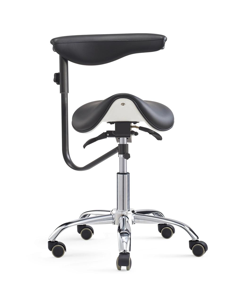 Ergonomic Saddle Seat Medical Chair Dental Assistant Stool with Adjustable Backrest Armrest