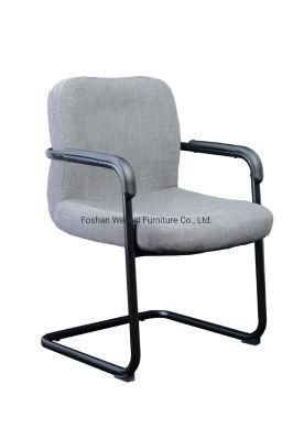 28 Tube 2.0mm Thickness Black Metal Coated Frame with PU Armrest Fabric Low Back Conference Chair
