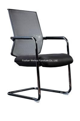 28 Tube 2.3mm Thickness Bow Frame with Armrest High Mesh Back Fabric Seat Conference Chair