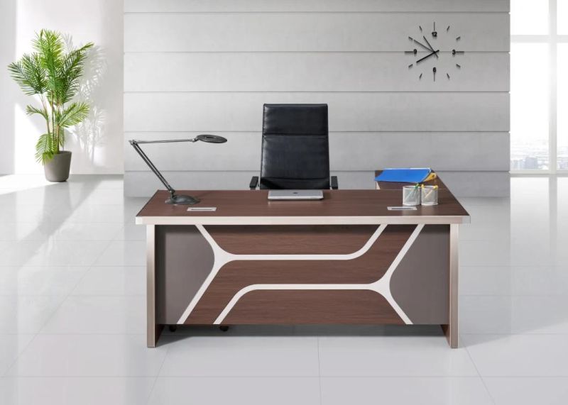 Luxury Aluminium Edge L Shaped Wooden Executive Office Table