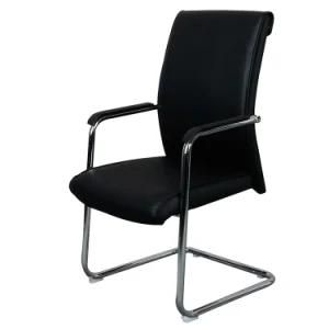 Hot Sell Office Furniture No Wheel Leather Metal Frame Meeting Conference Room Computer Chair