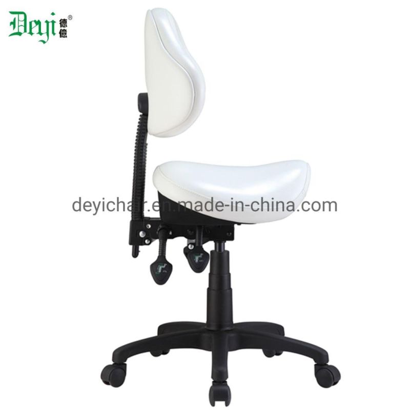 White Color PU Two Lever Light Duty Mechanism Industrial Saddle Seat Computer Chair