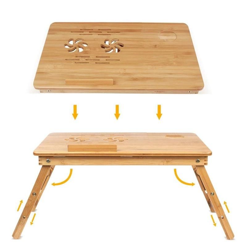 Hot Selling Bamboo Adjustable Foldable Laptop Table