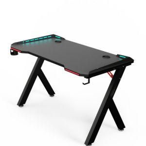 Length 1m Internet Cafe Black Steel Frame RGB Gaming Desk PC Office Computer Table