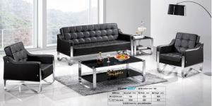 Black Leisure Quality PU Office Sofa with Metal Leg