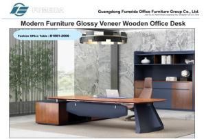 Modern MDF Veneer Solid Wooden Glossy Veneer Wooden Office Desk Office Furniture