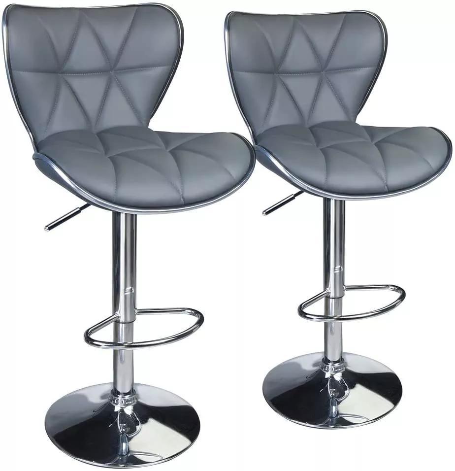 Silver Steel Base Bar Chair with Lifting Height