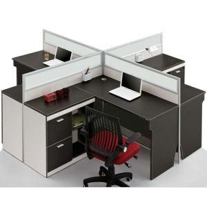 Black Table Top Glass Office Partition Workstation
