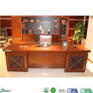 Modern L Shape Wood Veneer Office Table with Functional Wire Box