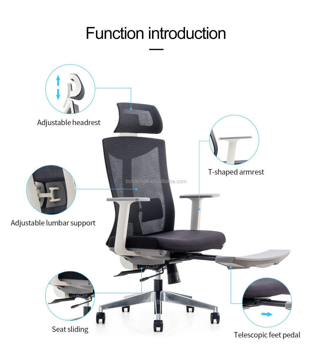 Waist Support Worker Computer Mesh Chair with Footrest Office Furniture