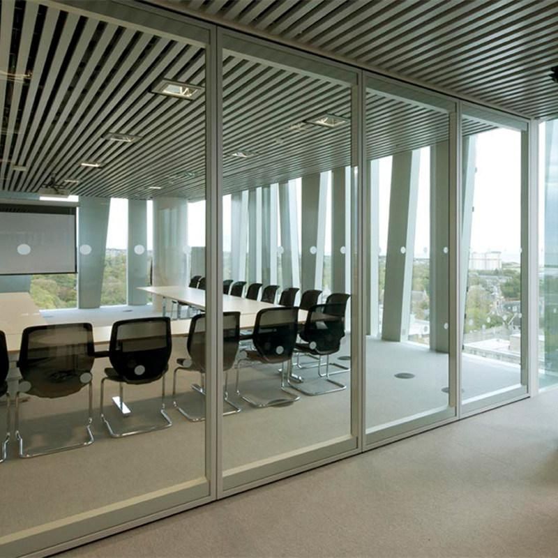 Interior Glass Pillar Partition Collapsible Glass Wall Aluminum Frame Wall