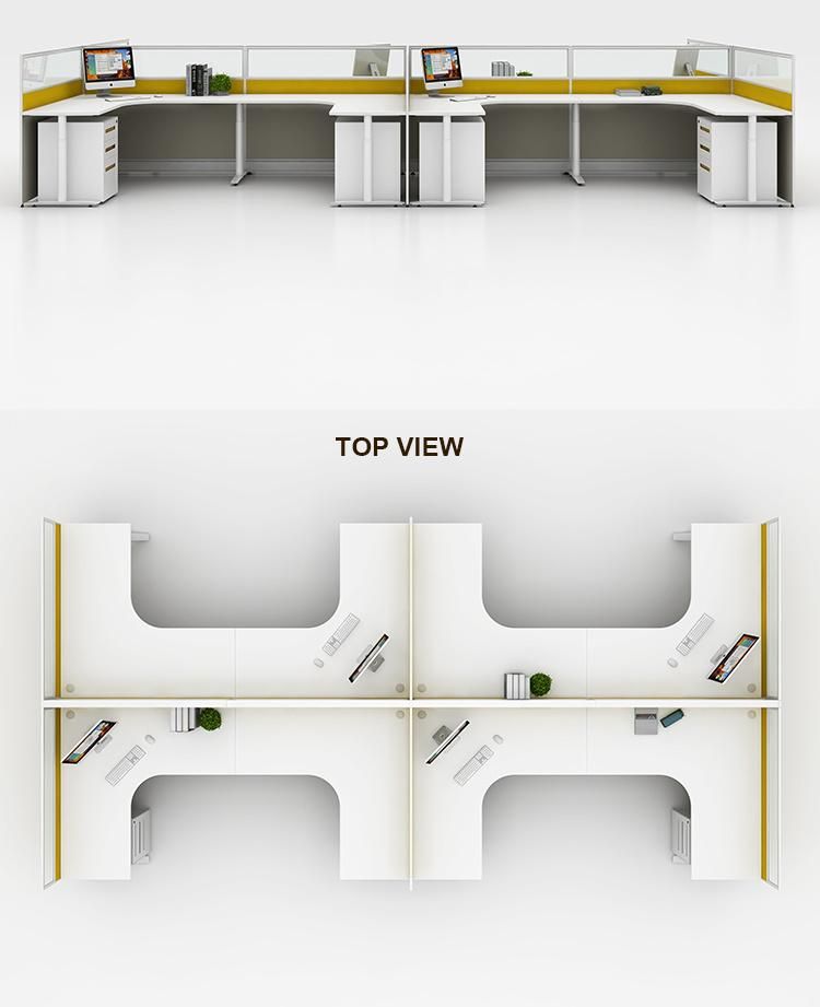 Modern Office Furniture Type 32-60mm Thickness Aluminum Profile Fabric Panel 8 Seater Office Workstation Cubicle for 8 Person