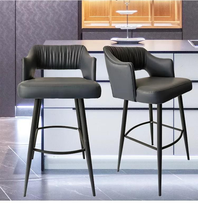 PVC Leather High Foot Bar Accent Chair with Footrest