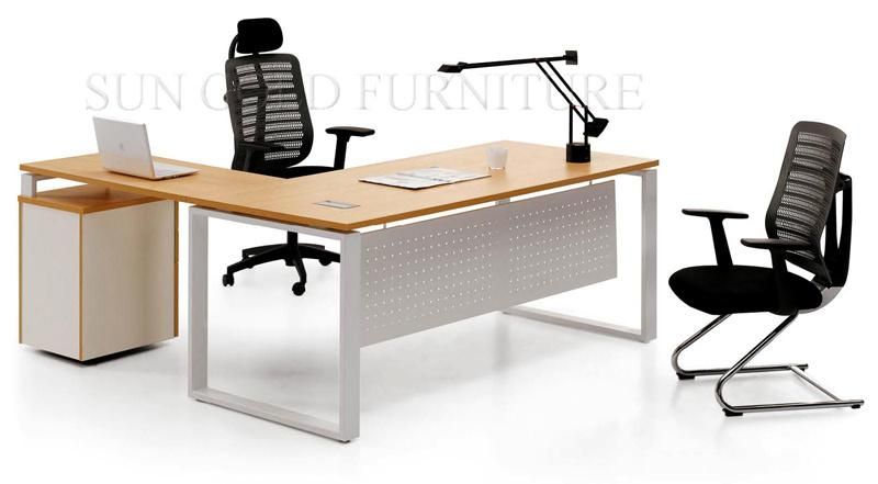 Hot Sale Executive Melamine Fosted Glass Table Modern Boss L Shape Desk (SZ-WD378)