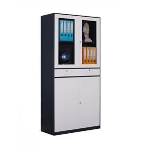 New Arrival Double Color up Glass Door Steel Filing Cabinet Office Cupboard