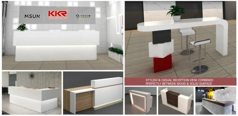 Solid Surface Artificial Stone Pure White Office Reception Desk