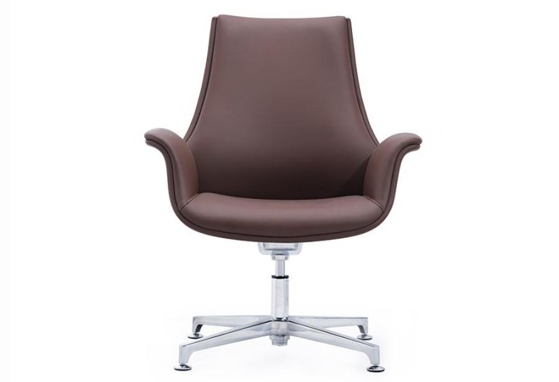 Modern Low Back Leather Reception Chair Commercial Guest Visitor Armchair