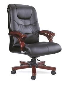 Comfortable Modern Large Executive PU Leather Wood Frame Chair