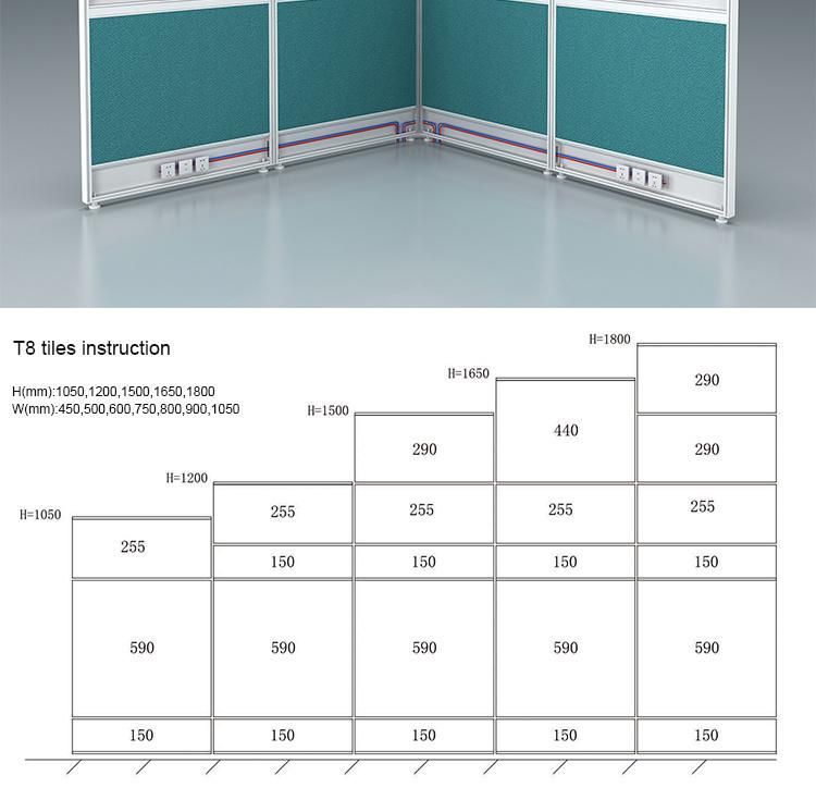 High Quality L Shape Unique Divider Panel Modern 4 Seat Office Workstation Cubicle with Overhead Cabinet