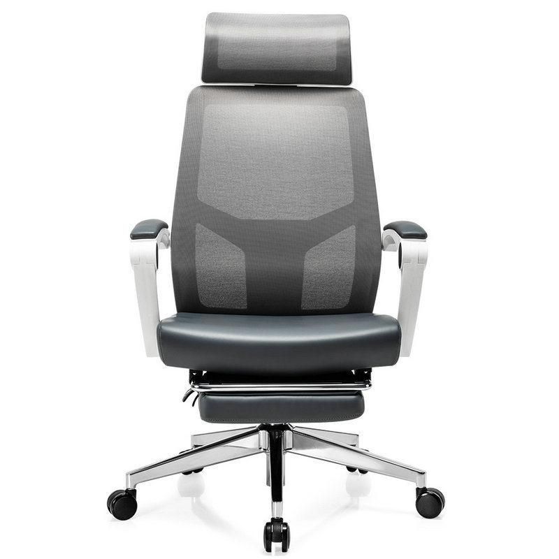 Comfortable Extensible Mesh Back Leather Seat Executive Office Boss Ergonomic Chair