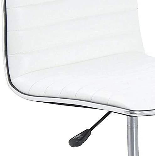 Swivel MID Back Armless Ribbed Designer Task Chair Leather Soft Upholstery Office Chair - White