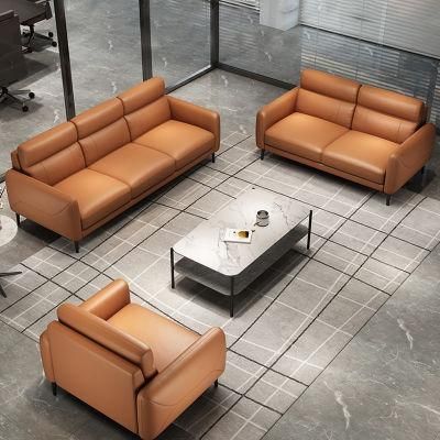 High-End Artificial Leather Retro Orange 1-3 Seat Elegant Sofa Set