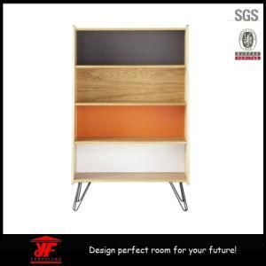 4 Tier Colorful Modern Designs Wooden Bookshelf Furniture Wtih Steel Legs